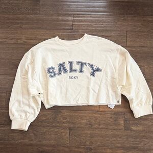 Roxy Salty Off-White Cropped Sweatshirt NWOT